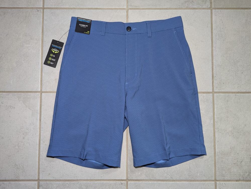 Roundtree & Yorke Men's 30 Performance Shorts Blue Classic Fit Flat Front NEW